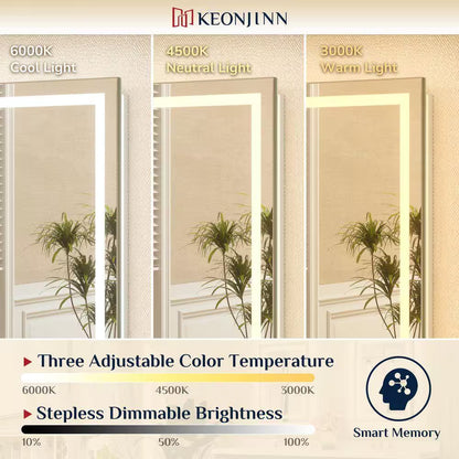 55 In. W X 36 In. H Rectangular Frameless LED Lighted Bathroom Vanity Mirror with Light with Backlit and Anti-Fog