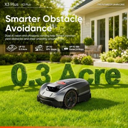 X3 plus Wireless AI Robot Lawn Mower | 0.3 Acre