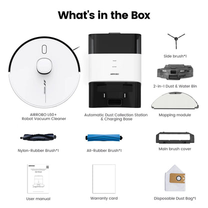 L60+ Self-Empty Robot Vacuum and Mop Cleaner with Ultrasonic Carpet Detection,6000Pa Suction,Laser Obstacle Avoidance,240Min Long Runtime