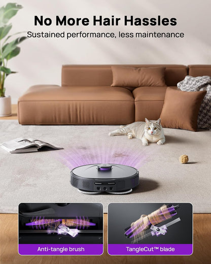 P10 Ultra Robot Vacuum and Mop Combo, 18,000 Pa Suction, Self-Emptying, Auto-Extending Edge Mopping, 140℉ Hot-Water Self-Cleaning, Lidar Navigation, Automatic Tanglecut for Pet Hair, 4 Carpet Modes