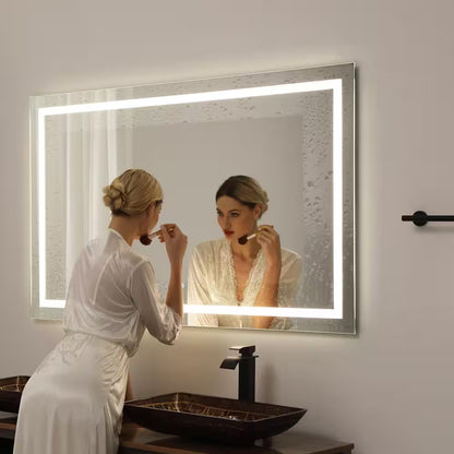 60 In. W X 36 In. H Rectangular Frameless LED Light Anti-Fog Wall Bathroom Vanity Mirror Front Light Super Bright