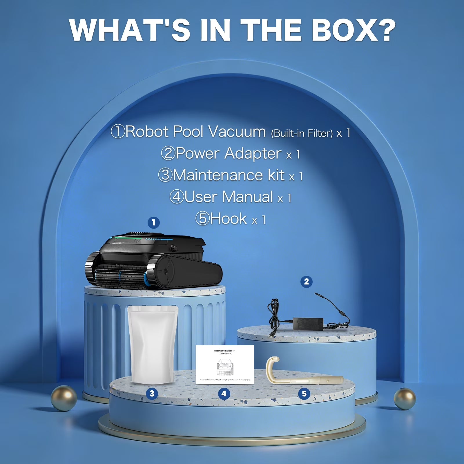 Robotic Pool Vacuum Cleaner CP20 Cordless Wall-Climbing for Above-Ground Pools and In-Ground Pools