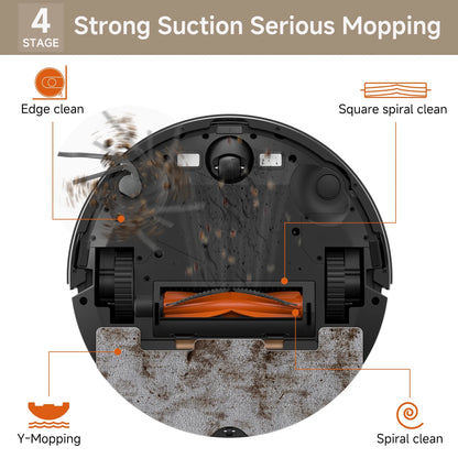 Robot Vacuum and Mop Combo Cleaner 9000Pa,85 Days Self-Emptying & Recharging Station with 3D Home Mapping for Debris/Stain/Hair/Pet, L1 PRO