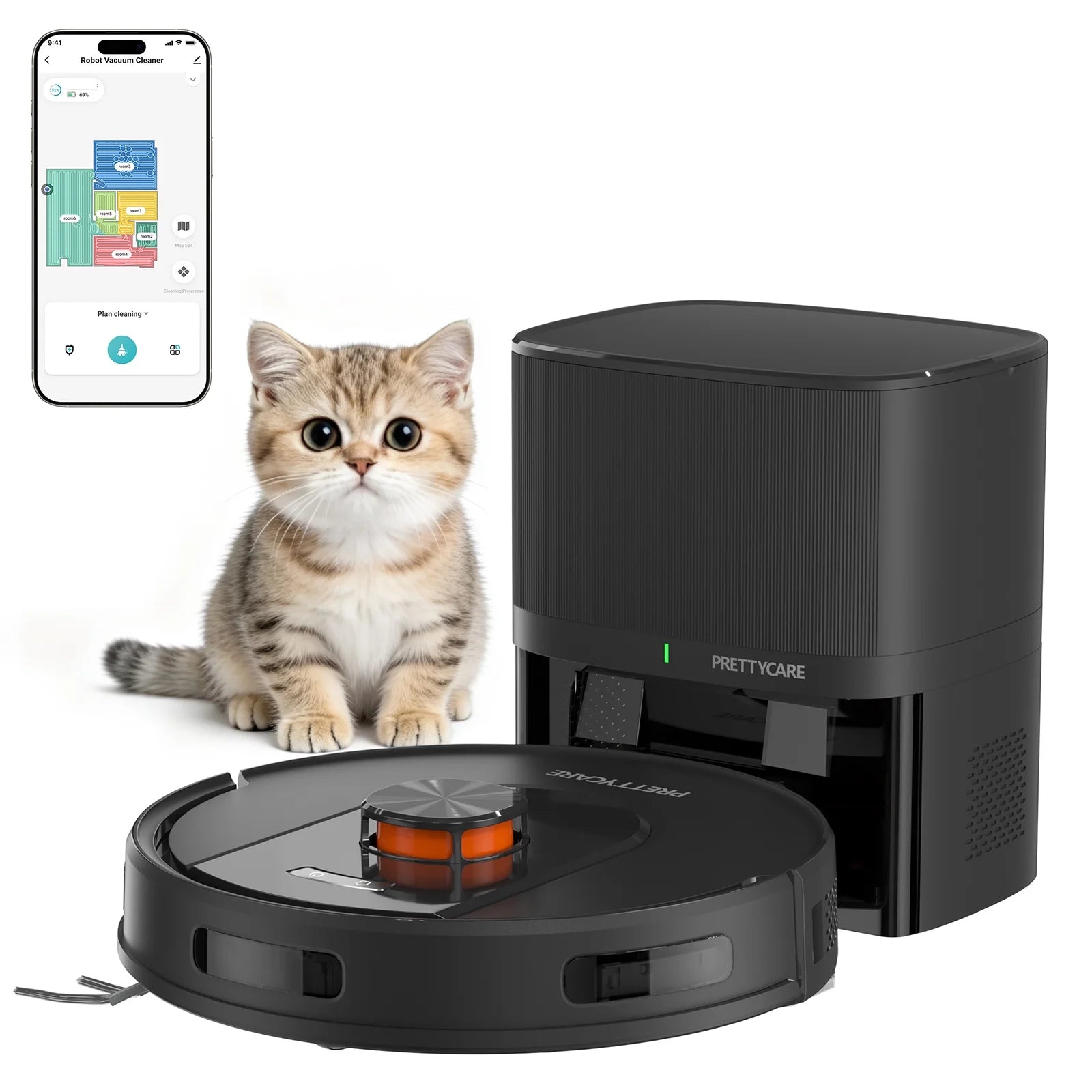 Robot Vacuum and Mop Combo Cleaner 9000Pa,85 Days Self-Emptying & Recharging Station with 3D Home Mapping for Debris/Stain/Hair/Pet, L1 PRO