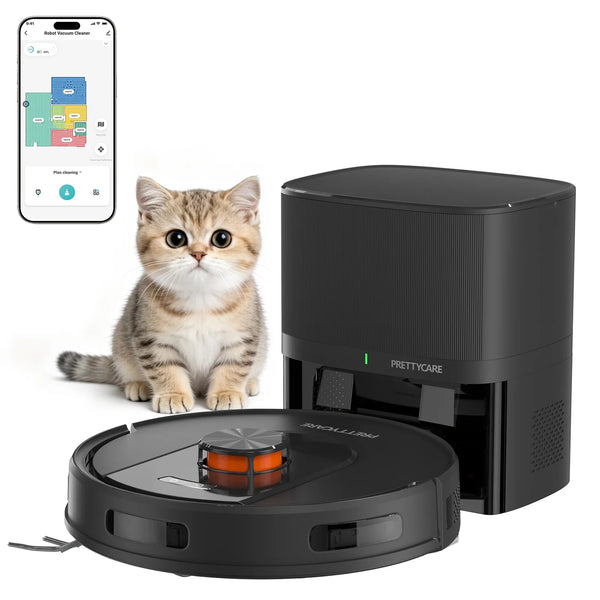 Robot Vacuum and Mop Combo Cleaner 9000Pa,85 Days Self-Emptying & Recharging Station with 3D Home Mapping for Debris/Stain/Hair/Pet, L1 PRO