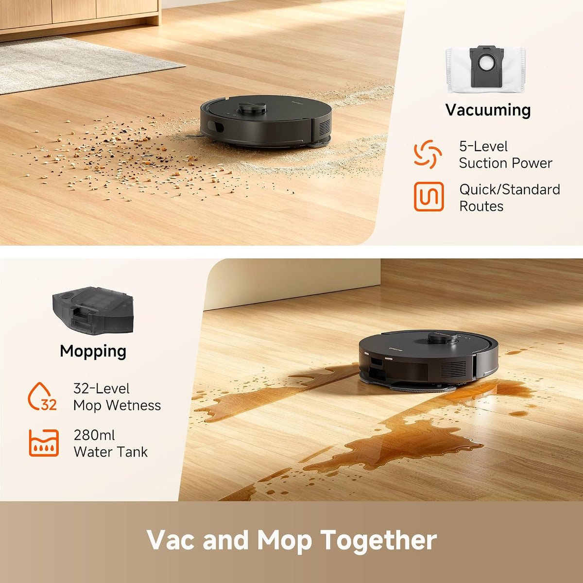 Dreame D20 Air plus Robot Vacuum and Mop, 20,000Pa Powerful Suction