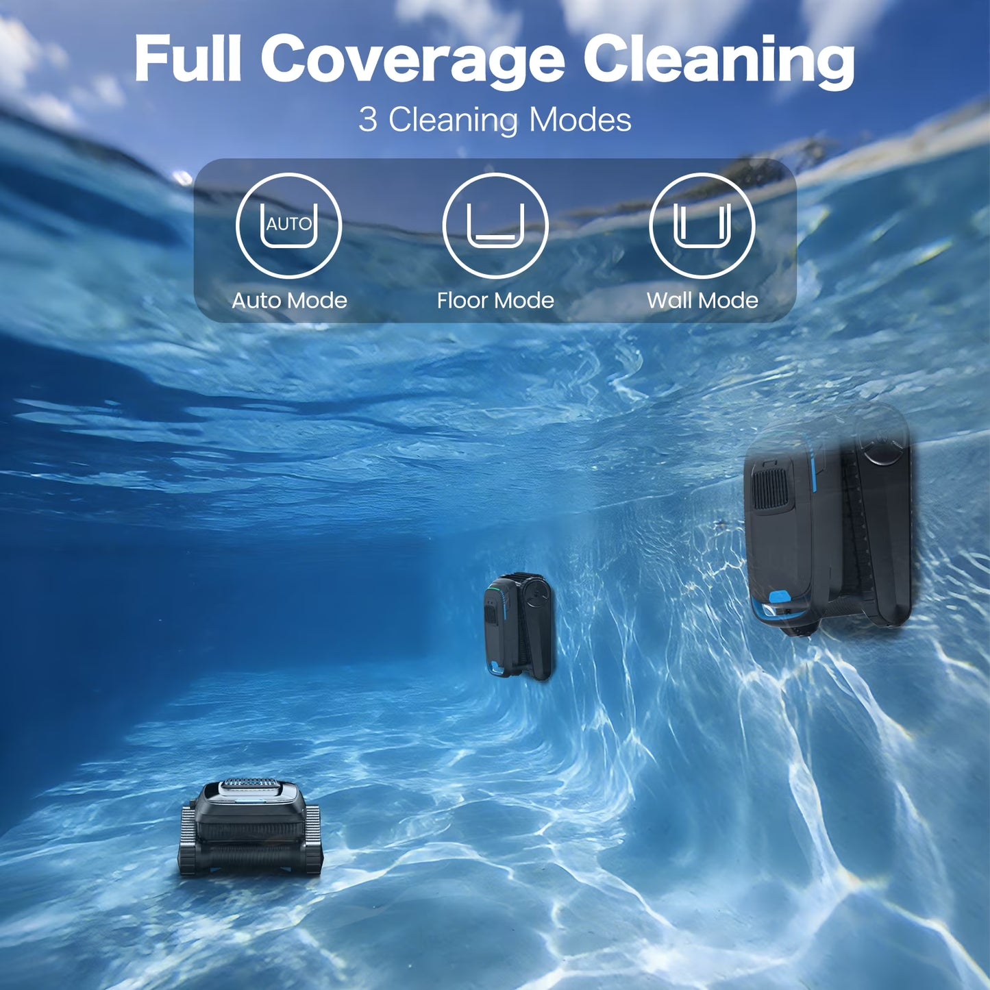 Robotic Pool Vacuum Cleaner CP20 Cordless Wall-Climbing for Above-Ground Pools and In-Ground Pools