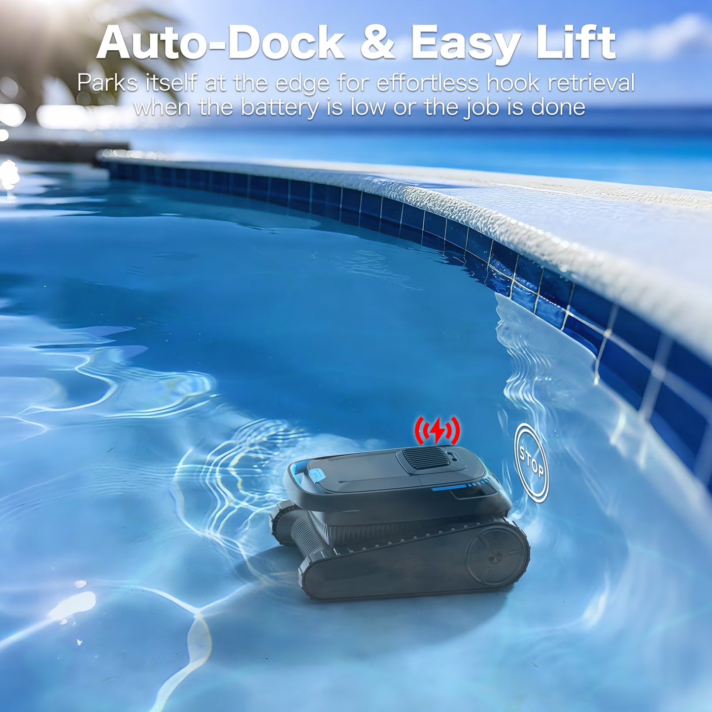 Robotic Pool Vacuum Cleaner CP20 Cordless Wall-Climbing for Above-Ground Pools and In-Ground Pools