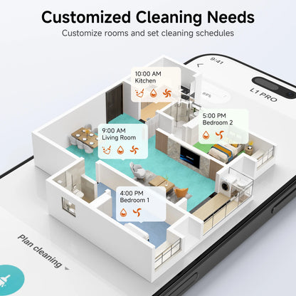 Robot Vacuum and Mop Combo Cleaner 9000Pa,85 Days Self-Emptying & Recharging Station with 3D Home Mapping for Debris/Stain/Hair/Pet, L1 PRO