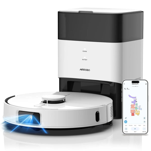 L60+ Self-Empty Robot Vacuum and Mop Cleaner with Ultrasonic Carpet Detection,6000Pa Suction,Laser Obstacle Avoidance,240Min Long Runtime