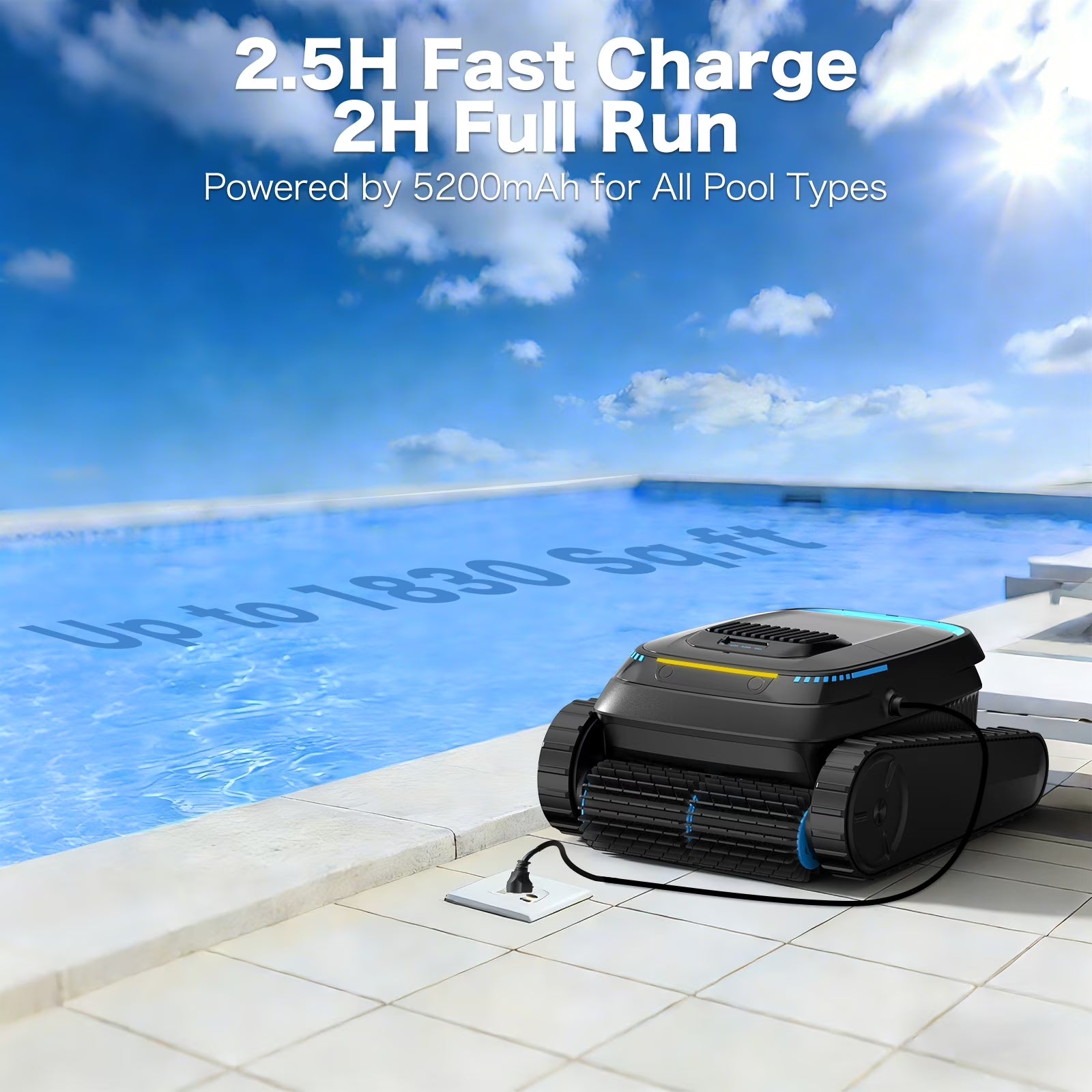 Robotic Pool Vacuum Cleaner CP20 Cordless Wall-Climbing for Above-Ground Pools and In-Ground Pools