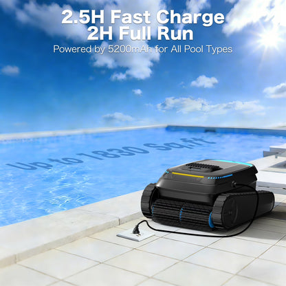 Robotic Pool Vacuum Cleaner CP20 Cordless Wall-Climbing for Above-Ground Pools and In-Ground Pools