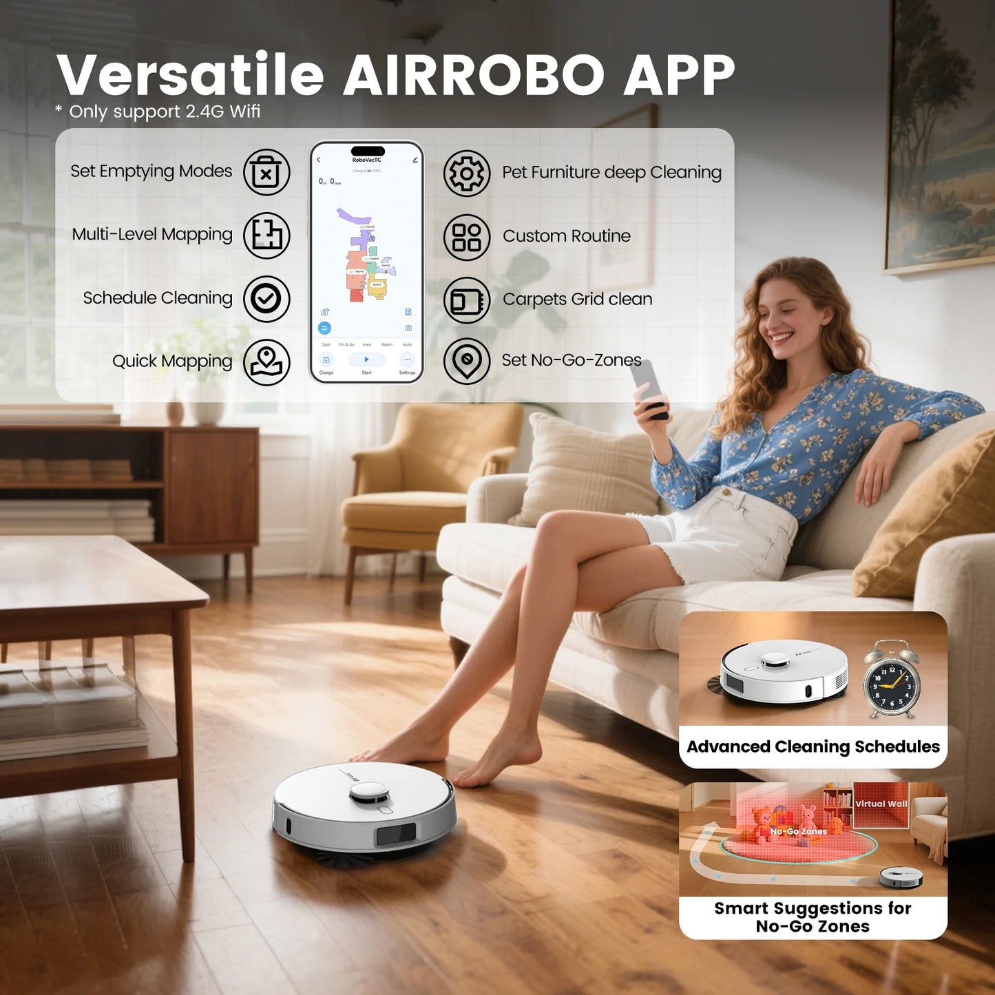 L60+ Self-Empty Robot Vacuum and Mop Cleaner with Ultrasonic Carpet Detection,6000Pa Suction,Laser Obstacle Avoidance,240Min Long Runtime