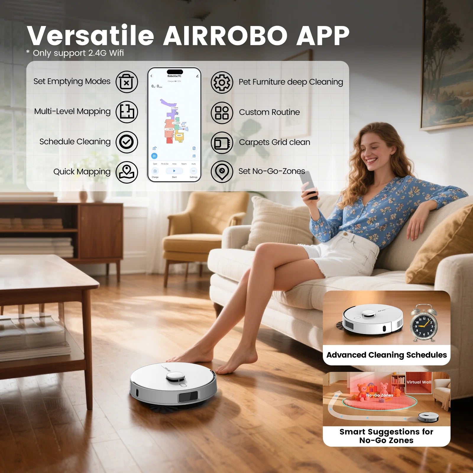 L60+ Self-Empty Robot Vacuum and Mop Cleaner with Ultrasonic Carpet Detection,6000Pa Suction,Laser Obstacle Avoidance,240Min Long Runtime