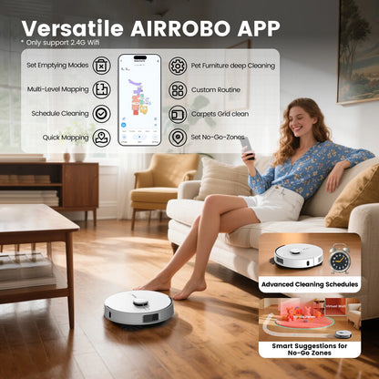 L60+ Self-Empty Robot Vacuum and Mop Cleaner with Ultrasonic Carpet Detection,6000Pa Suction,Laser Obstacle Avoidance,240Min Long Runtime