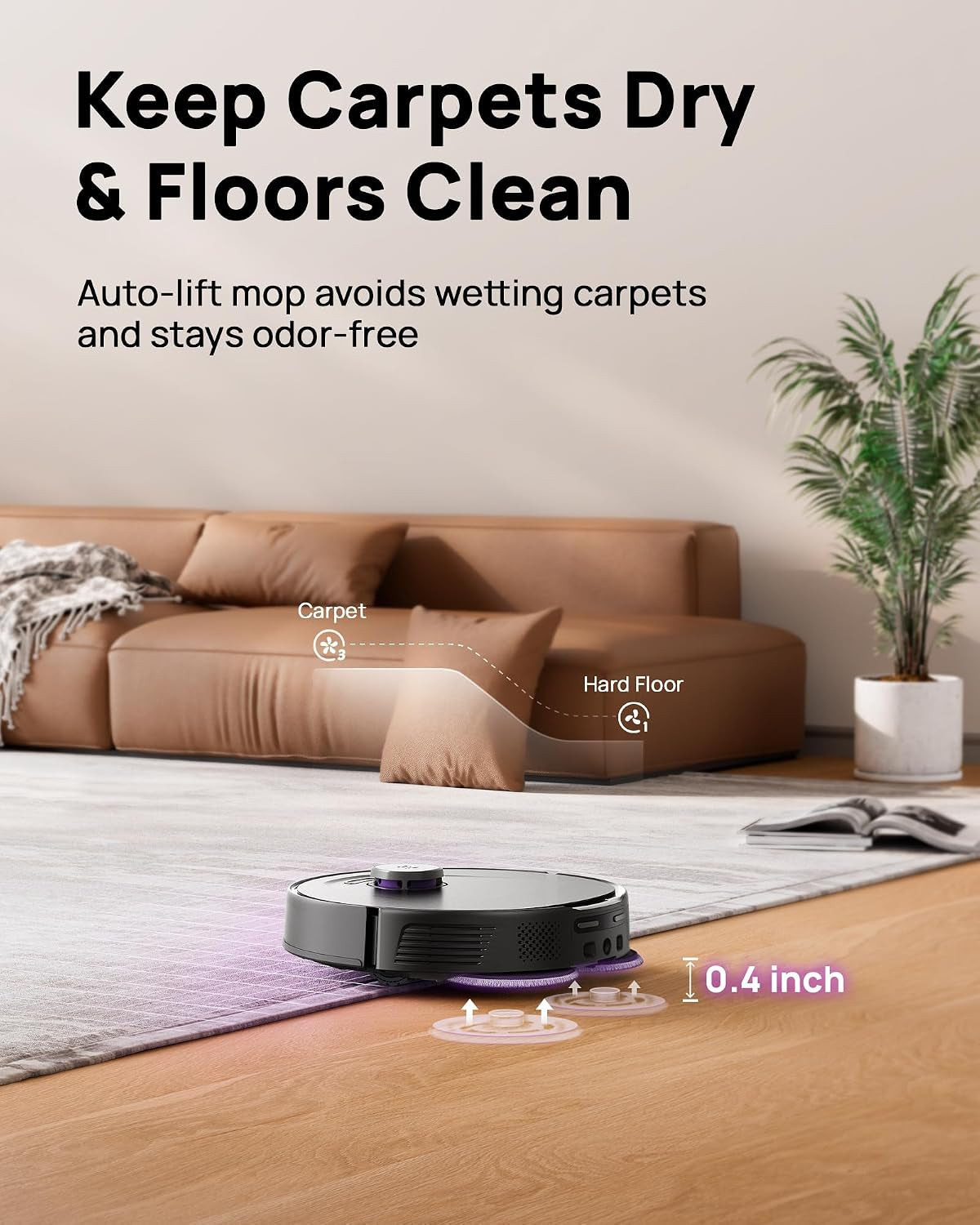 P10 Ultra Robot Vacuum and Mop Combo, 18,000 Pa Suction, Self-Emptying, Auto-Extending Edge Mopping, 140℉ Hot-Water Self-Cleaning, Lidar Navigation, Automatic Tanglecut for Pet Hair, 4 Carpet Modes