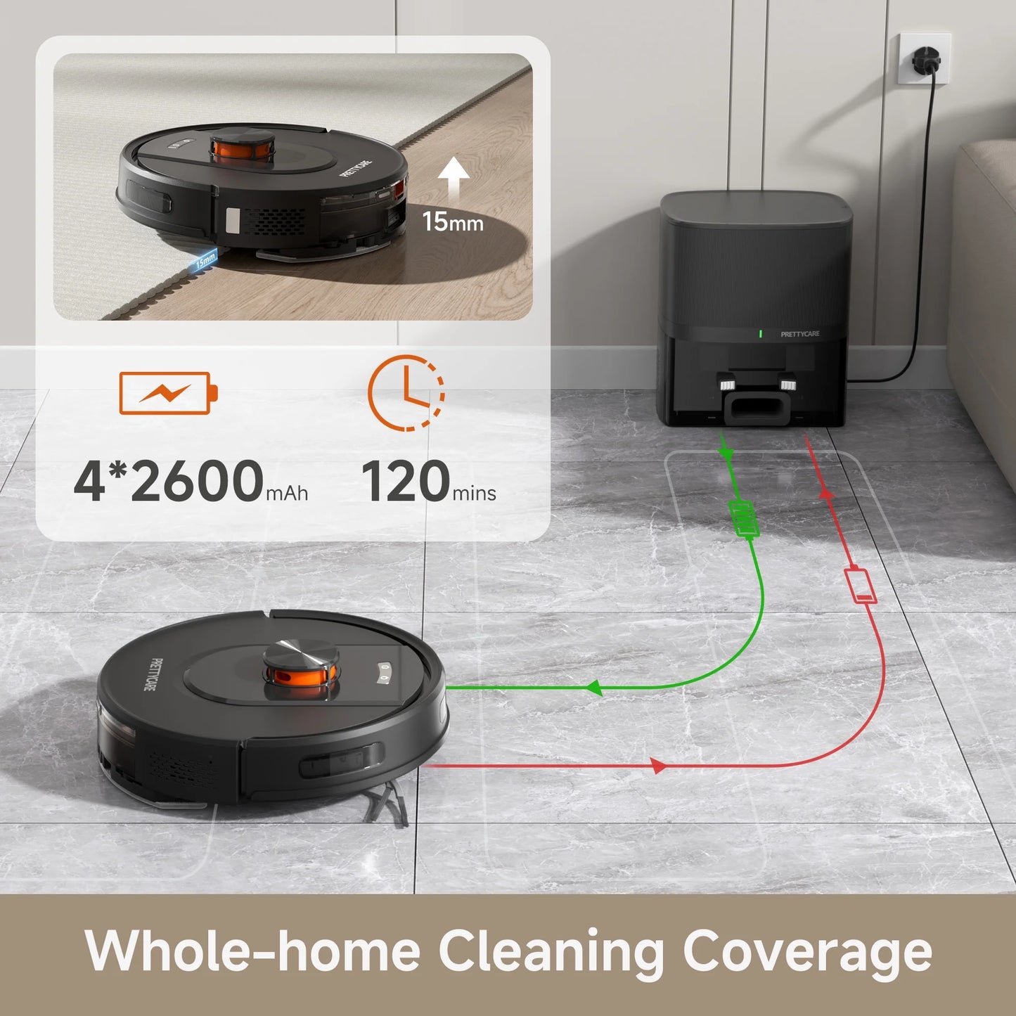 Robot Vacuum and Mop Combo Cleaner 9000Pa,85 Days Self-Emptying & Recharging Station with 3D Home Mapping for Debris/Stain/Hair/Pet, L1 PRO