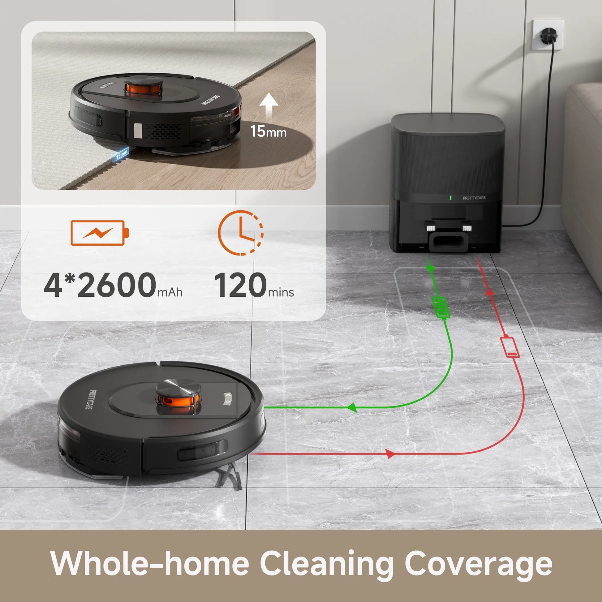 Robot Vacuum and Mop Combo Cleaner 9000Pa,85 Days Self-Emptying & Recharging Station with 3D Home Mapping for Debris/Stain/Hair/Pet, L1 PRO