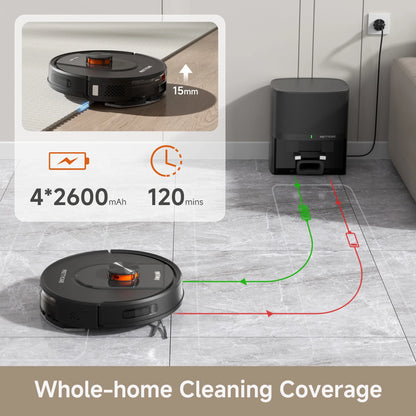 Robot Vacuum and Mop Combo Cleaner 9000Pa,85 Days Self-Emptying & Recharging Station with 3D Home Mapping for Debris/Stain/Hair/Pet, L1 PRO