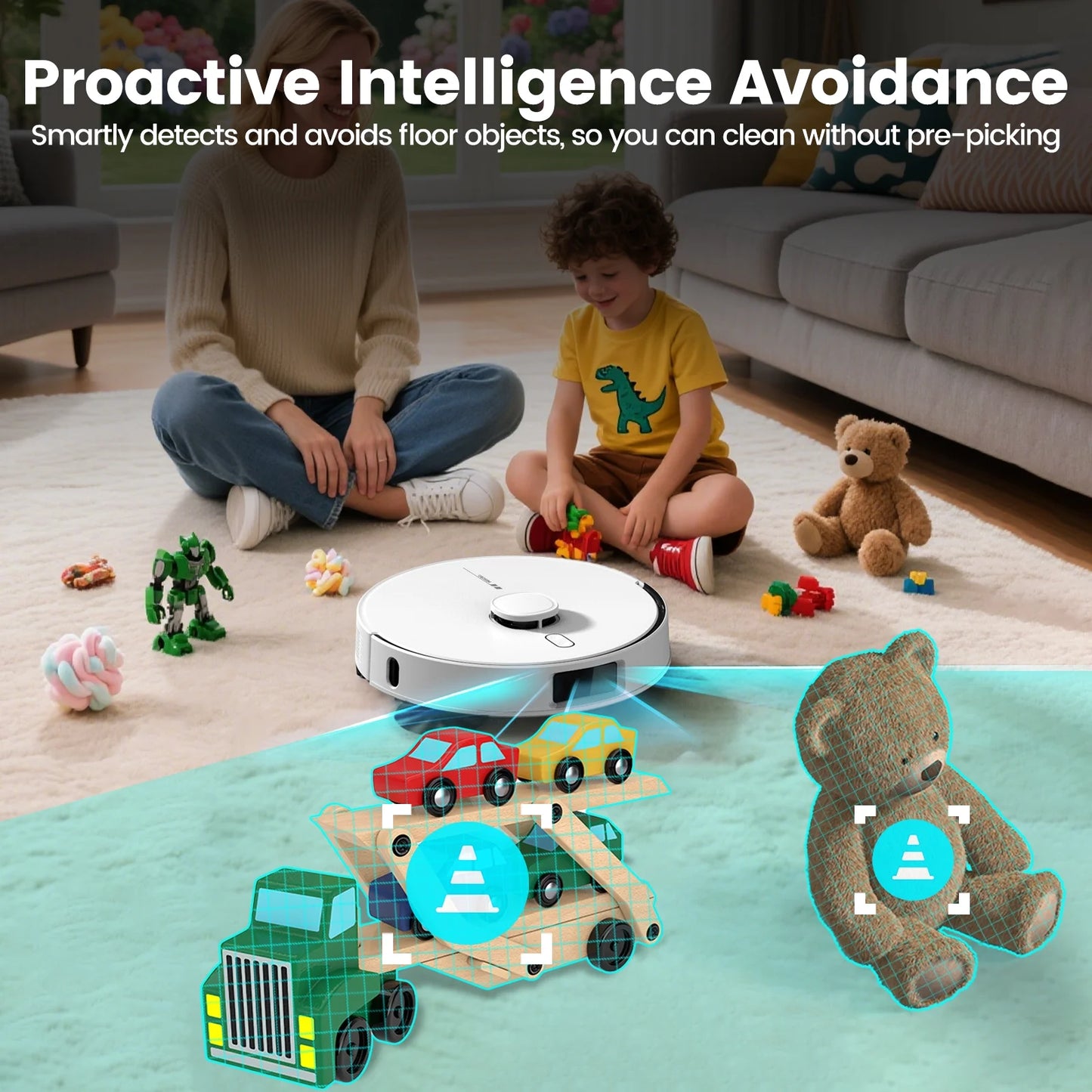 L60+ Self-Empty Robot Vacuum and Mop Cleaner with Ultrasonic Carpet Detection,6000Pa Suction,Laser Obstacle Avoidance,240Min Long Runtime
