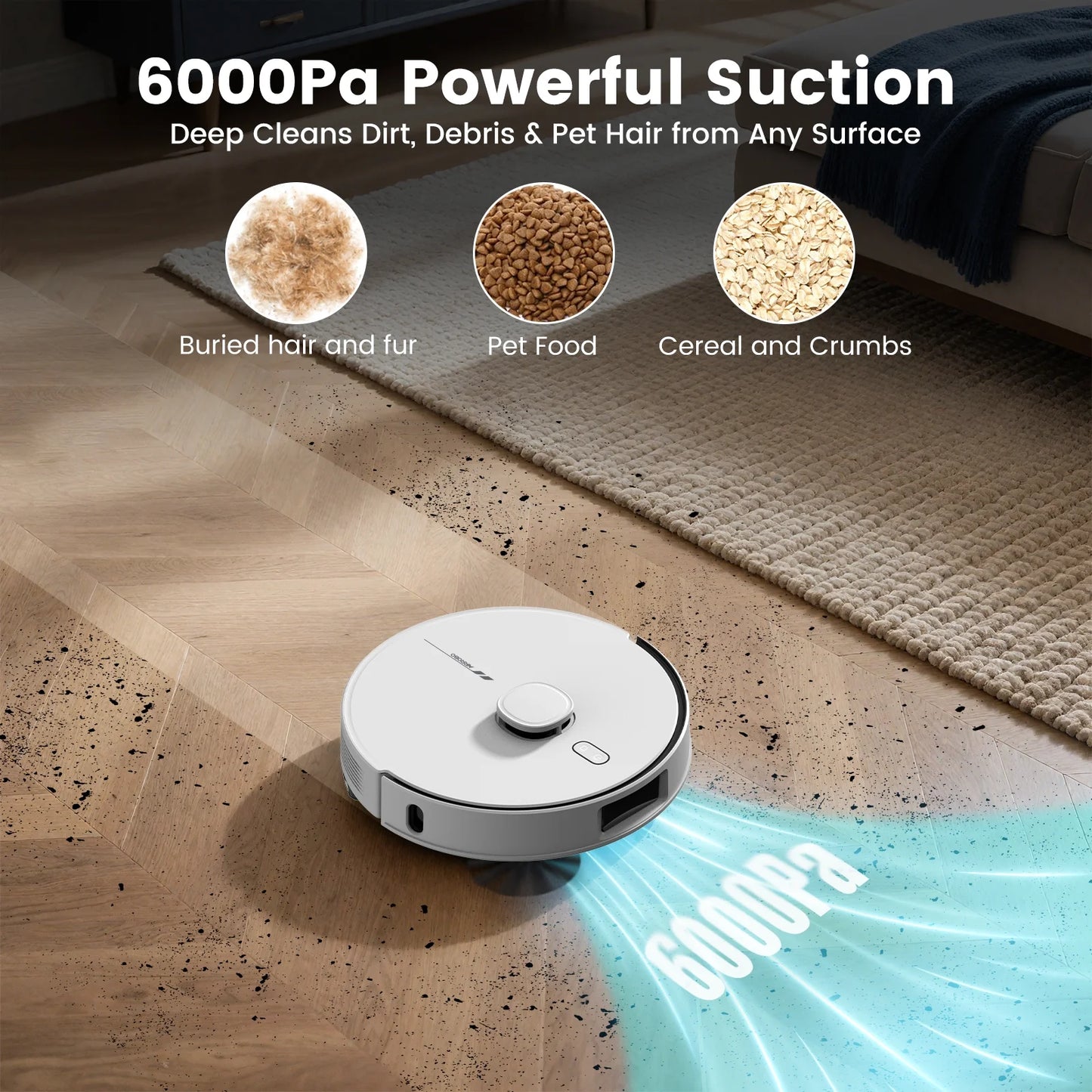 L60+ Self-Empty Robot Vacuum and Mop Cleaner with Ultrasonic Carpet Detection,6000Pa Suction,Laser Obstacle Avoidance,240Min Long Runtime