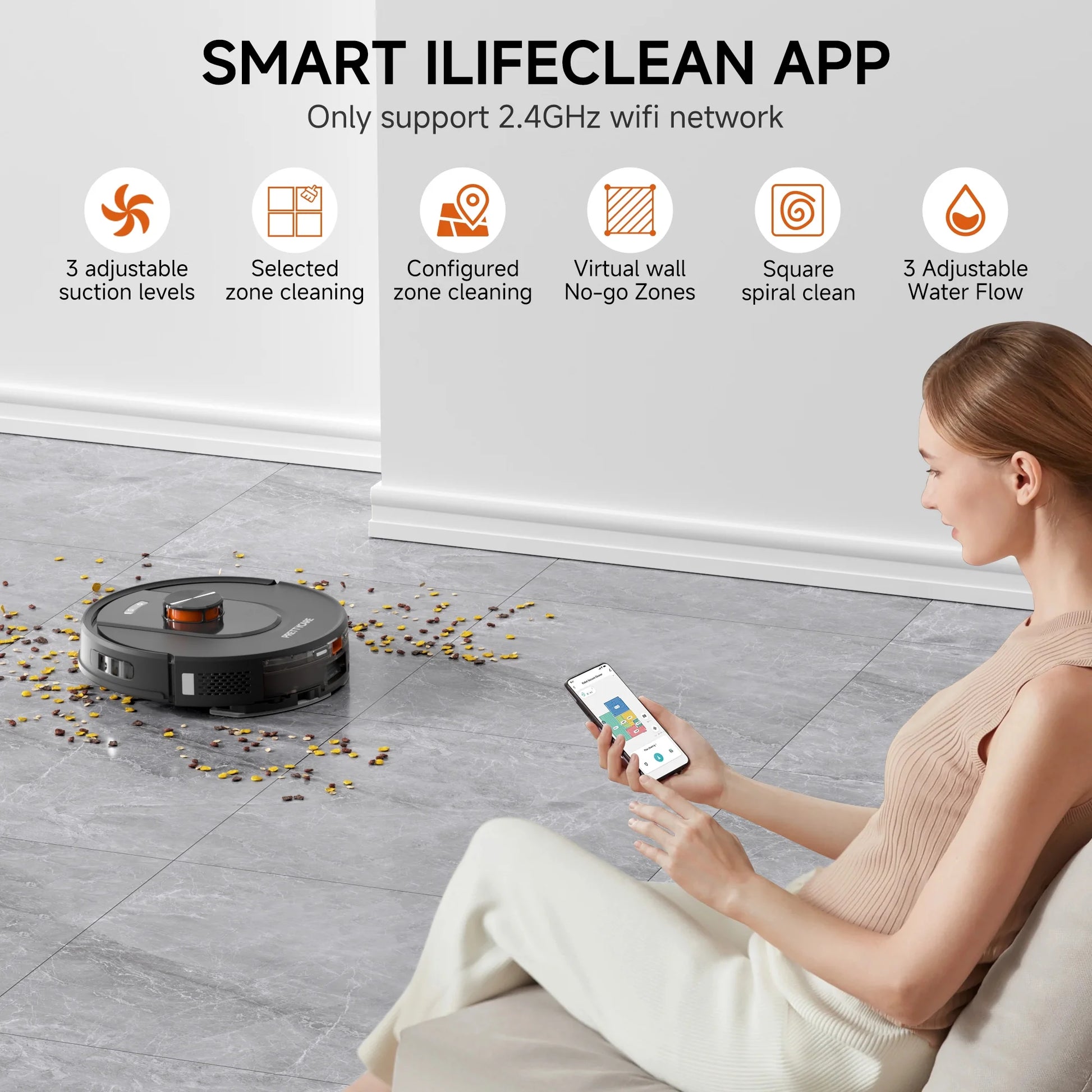 Robot Vacuum and Mop Combo Cleaner 9000Pa,85 Days Self-Emptying & Recharging Station with 3D Home Mapping for Debris/Stain/Hair/Pet, L1 PRO